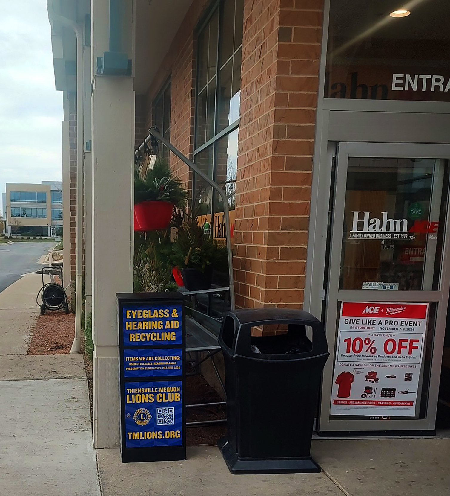 Eyeglass recycle collection bin at Hahn Ace Hardware